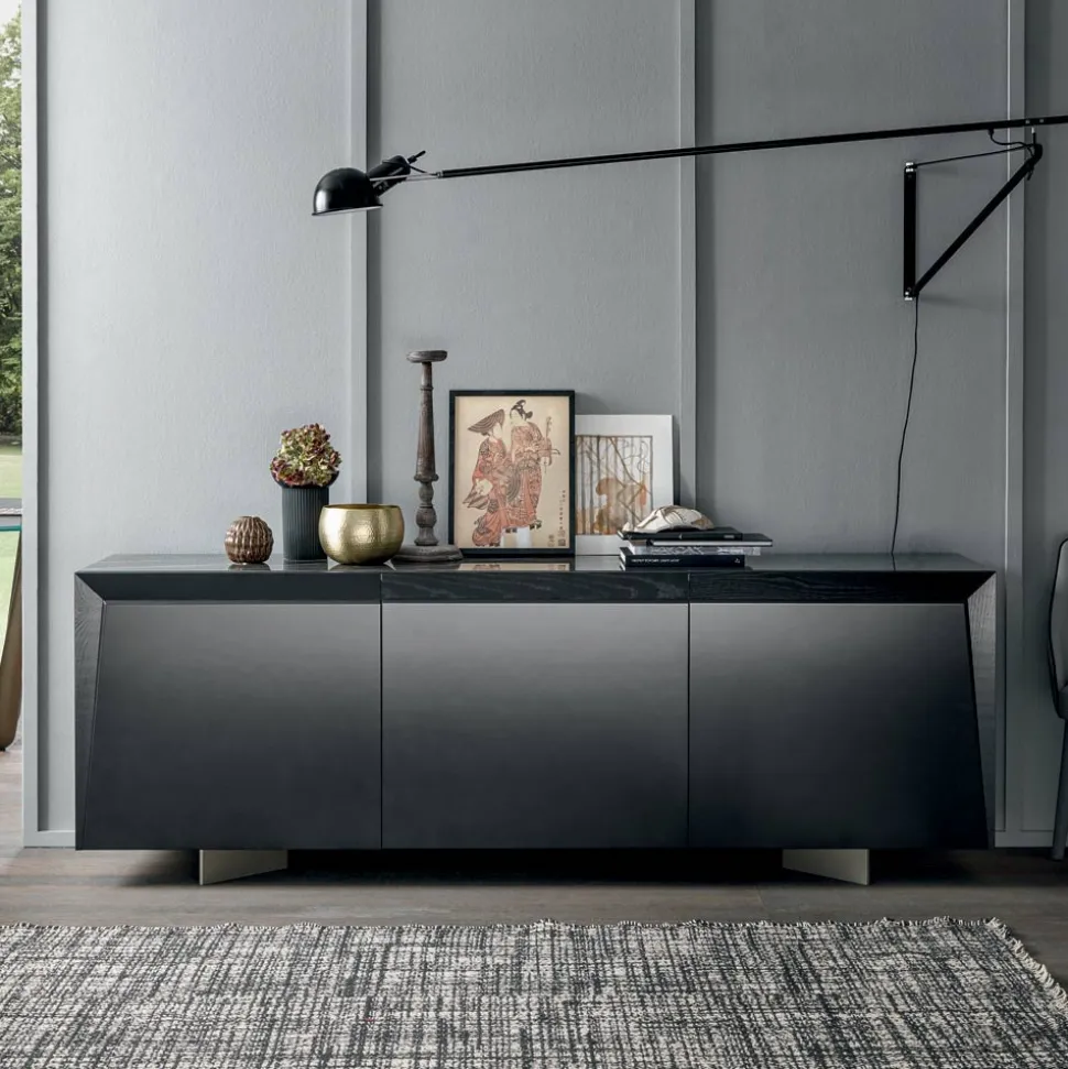 Madia in Legno 3 Ante con Bordo Inclinato e Piano in Ceramica - Mondolfo