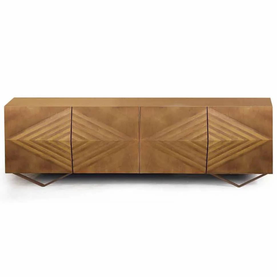 Madia in Legno a 2 o 4 Ante con Ripiani in Cristallo Made in Italy - Gardena