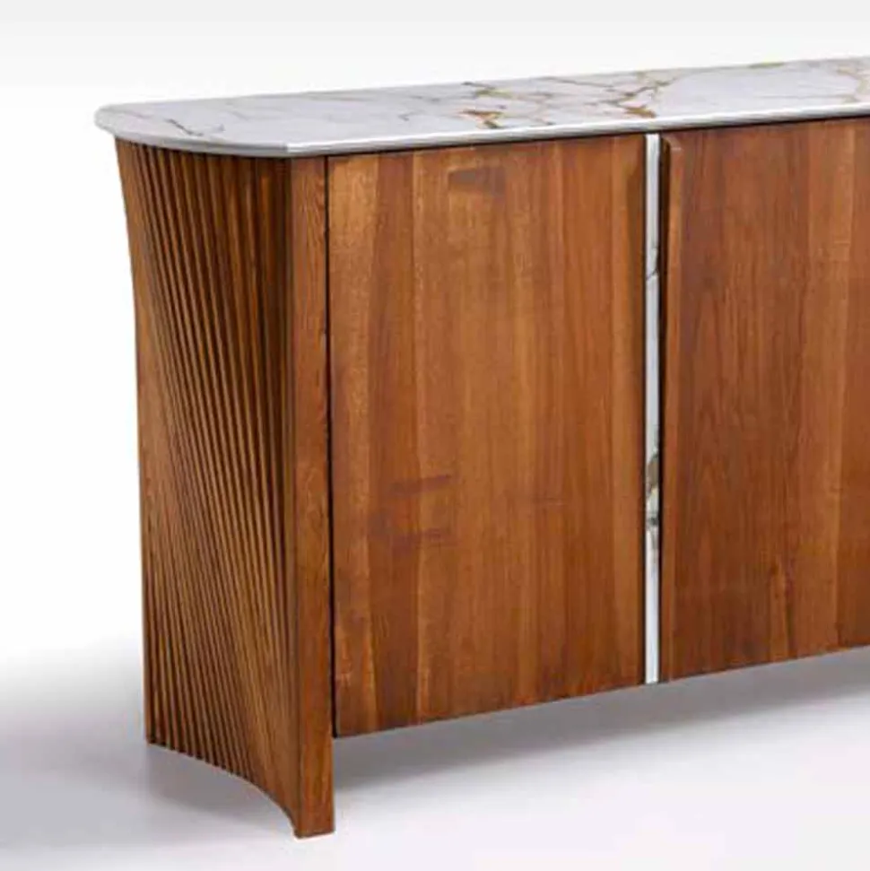 Madia in Legno con Piano Gres Effetto Marmo, Alta Qualità Made in Italy - Wonka