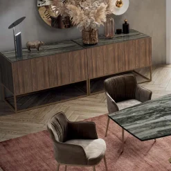 Madia in Legno Impiallacciato Noce Canaletto Made in Italy - Salerno