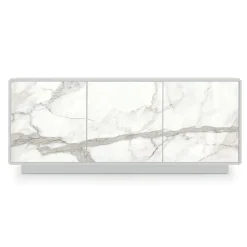 Madia in Legno Laccato con 2 o 3 Ante in Ceramica Made in Italy - Fiorenza