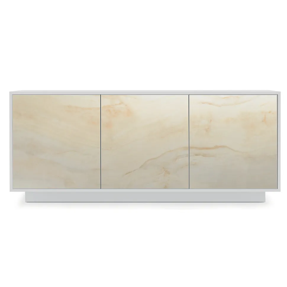 Madia in Legno Laccato con 2 o 3 Ante in Ceramica Made in Italy - Fiorenza