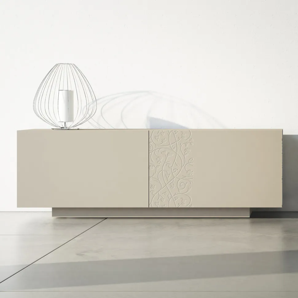 Madia in Mdf con Base a Zoccolo e Anta Decorata Made in Italy - Deodara