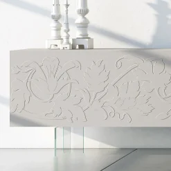 Madia in Mdf Grigio Chiaro con Piedini in Vetro Made in Italy - Germena