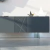 Madia in Mdf Grigio Grafite con Piedini in Vetro Made in Italy - Zelia