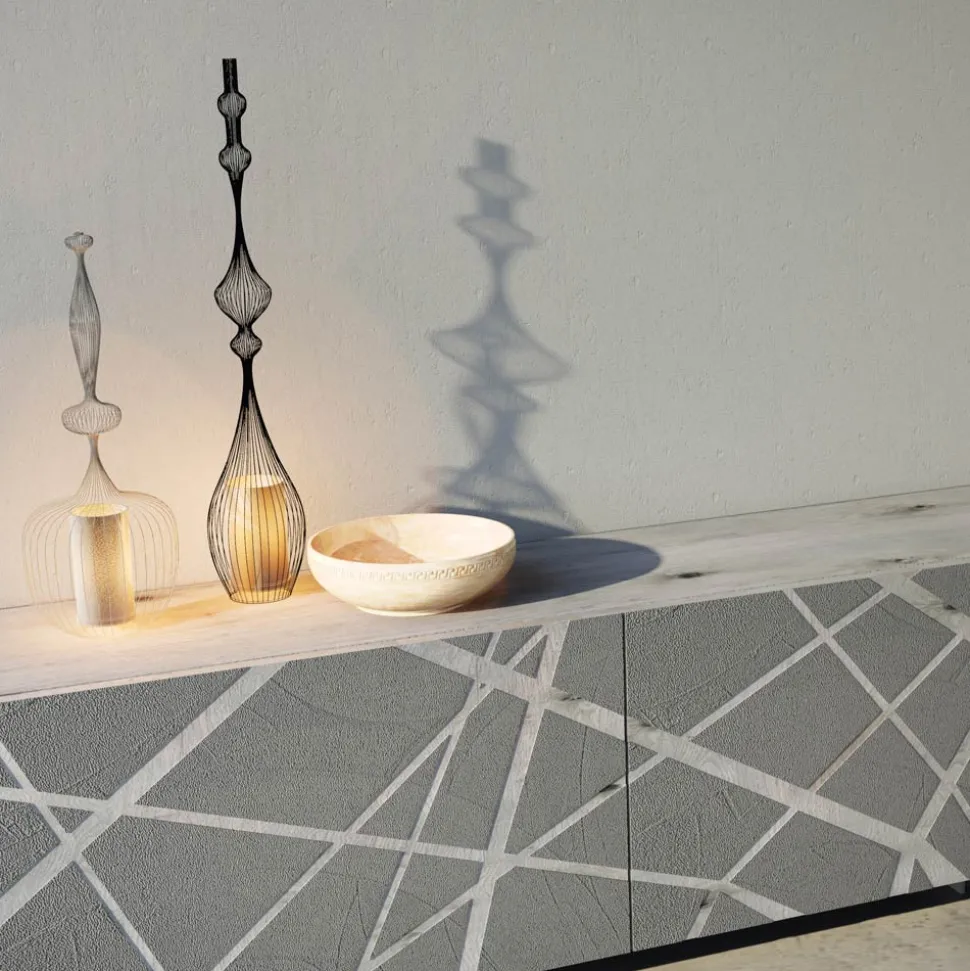 Madia in Mdf Laccato Fango Opaco con Base a Zoccolo Made in Italy - Arise