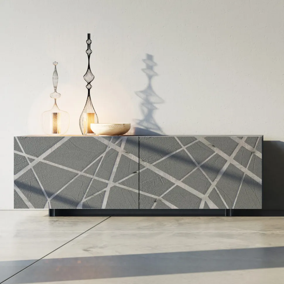 Madia in Mdf Laccato Fango Opaco con Base a Zoccolo Made in Italy - Arise