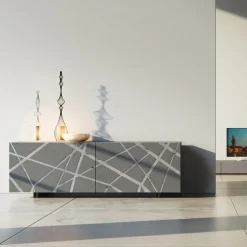 Madia in Mdf Laccato Fango Opaco con Base a Zoccolo Made in Italy - Arise