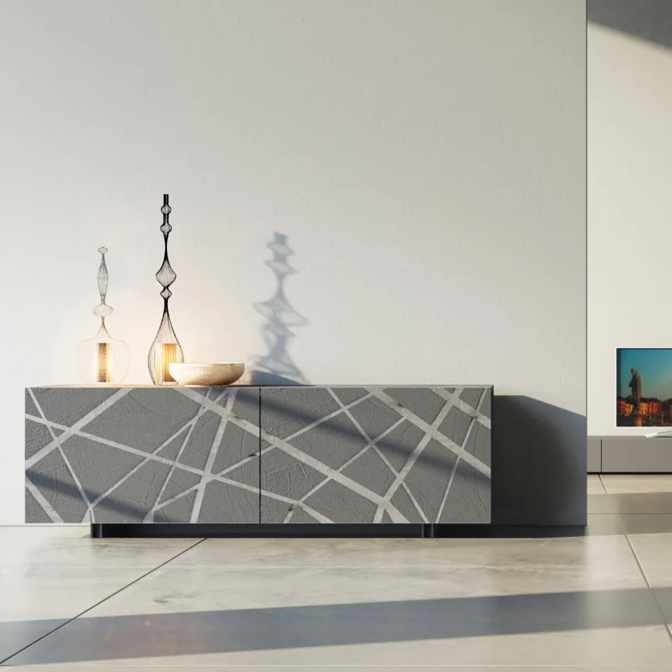 Madia in Mdf Laccato Fango Opaco con Base a Zoccolo Made in Italy - Arise