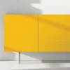 Madia in Mdf Laccato Giallo con 3 Ante e Piedi in Vetro Made in Italy - Ciara
