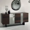 Madia in Nobilitato con 3 Ante in Rovere e Specchio Made in Italy - Romina