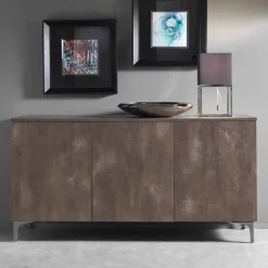 Madia Moderna a Tre Ante in Nobilitato Bronzo o Grigio Made in Italy – Clemente