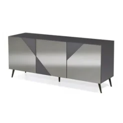 Madia Moderna con Ante in Mdf Rivestite in Specchio Made in Italy - Morgana