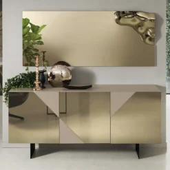 Madia Moderna con Ante in Mdf Rivestite in Specchio Made in Italy - Morgana