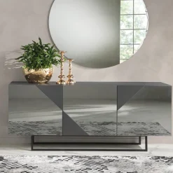 Madia Moderna con Ante in Mdf Rivestite in Specchio Made in Italy - Morgana