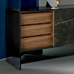 Madia Soggiorno 2 Ante Ceramica e Struttura Vetro Fumè Made in Italy – Scocca