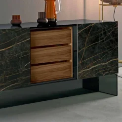 Madia Soggiorno 2 Ante Ceramica e Struttura Vetro Fumè Made in Italy – Scocca