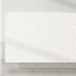 Madia Soggiorno in Mdf Laccato Bianco con Bassorilievo Made in Italy - Acqua