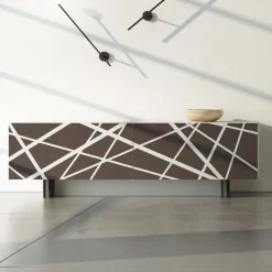 Madia Soggiorno in Mdf Laccato Opaco con Ante Decorate Made in Italy - Velia
