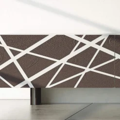 Madia Soggiorno in Mdf Laccato Opaco con Ante Decorate Made in Italy - Velia