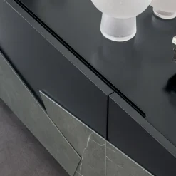 Madia Soggiorno in Mdf Laccato 3 Ante con Inserti in Ceramica - Imperio