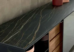 Madia Soggiorno in Vetro Fumè con Anta a Specchio Bronzo Made in Italy – Scocca