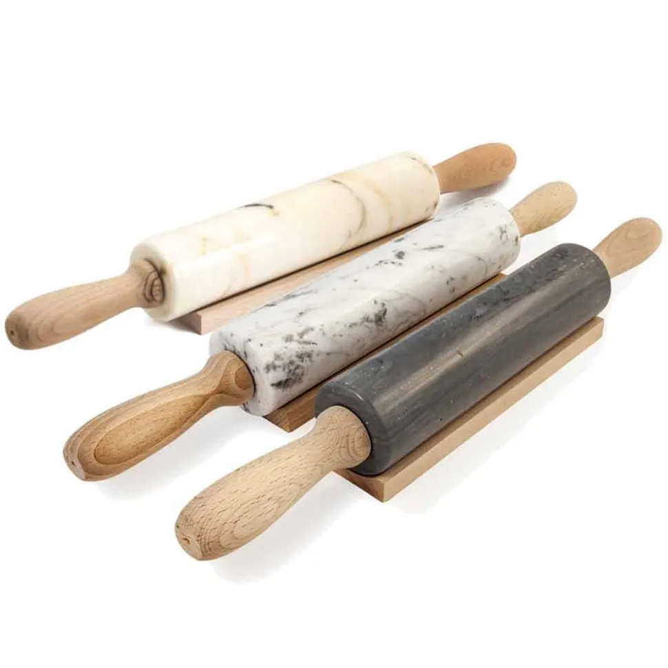 Mattarello in Marmo con Maniglie in Legno Made in Italy - Senni