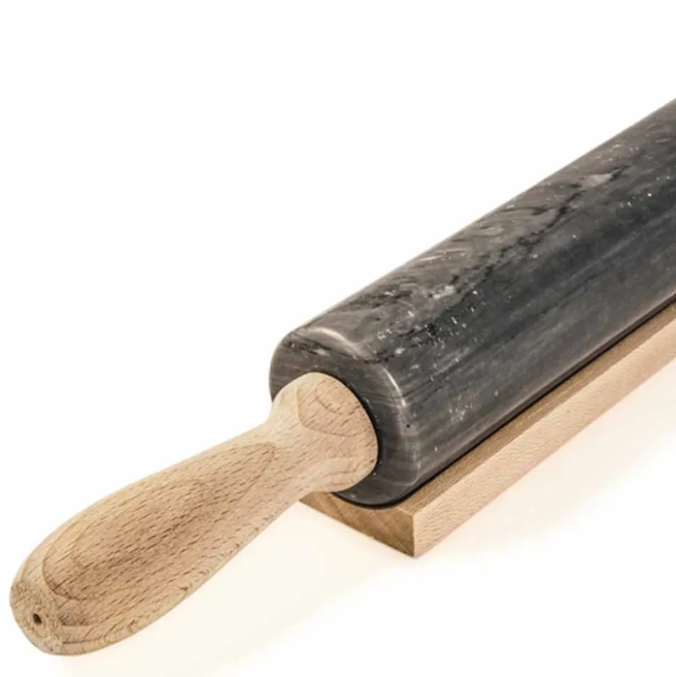 Mattarello in Marmo con Maniglie in Legno Made in Italy - Senni