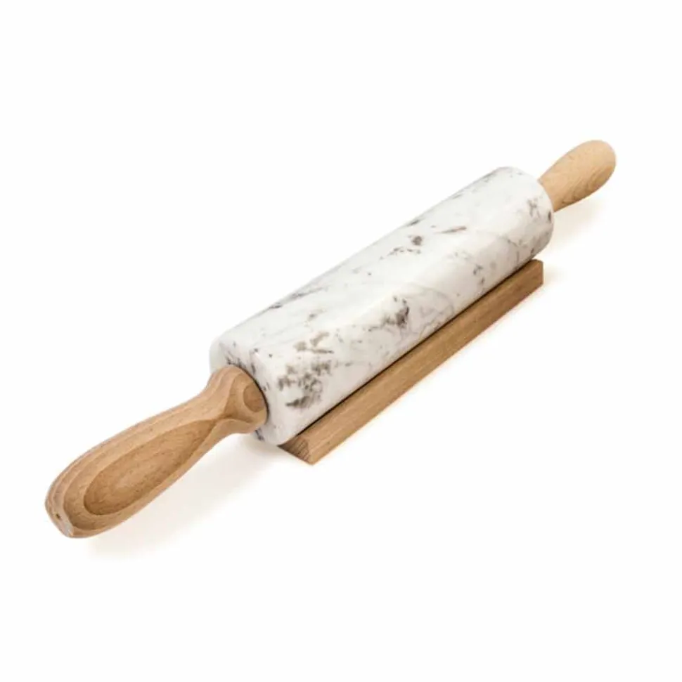 Mattarello in Marmo con Maniglie in Legno Made in Italy - Senni