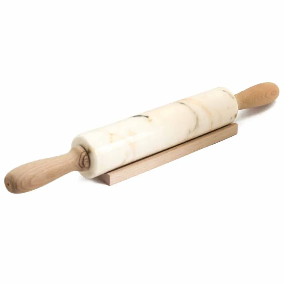 Mattarello in Marmo con Maniglie in Legno Made in Italy - Senni