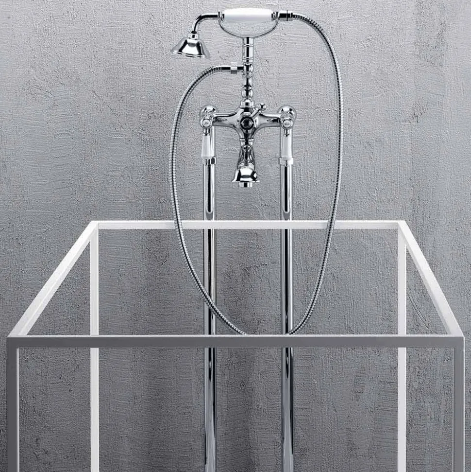 Miscelatore a Colonna per Vasca con Doccia in Ottone Made in Italy - Shelly