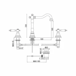 Miscelatore Classico per Lavabo a 3 Fori in Ottone Made in Italy - Shelly