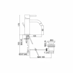 Miscelatore Lavabo Bagno Design Moderno in Ottone Cromato Made in Itlay - Liro