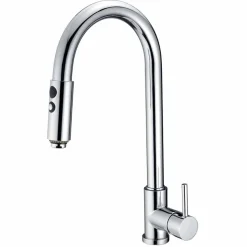 Miscelatore Lavabo Cucina con Tubo Orientabile e Doccetta Made in Italy - Cormo