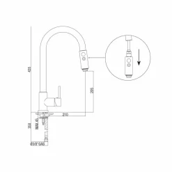 Miscelatore Lavabo Cucina con Tubo Orientabile e Doccetta Made in Italy - Cormo