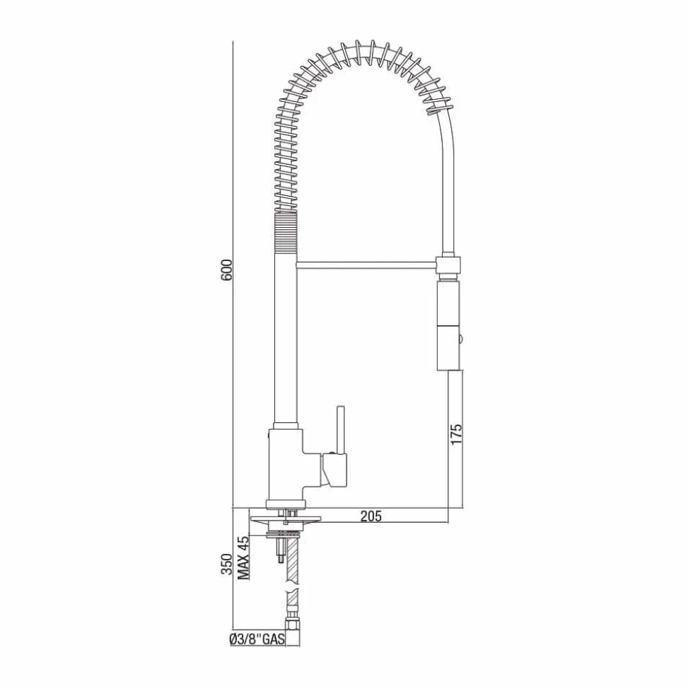 Miscelatore Lavabo Cucina in Ottone Orientabile con Molla Made in Italy - Keope