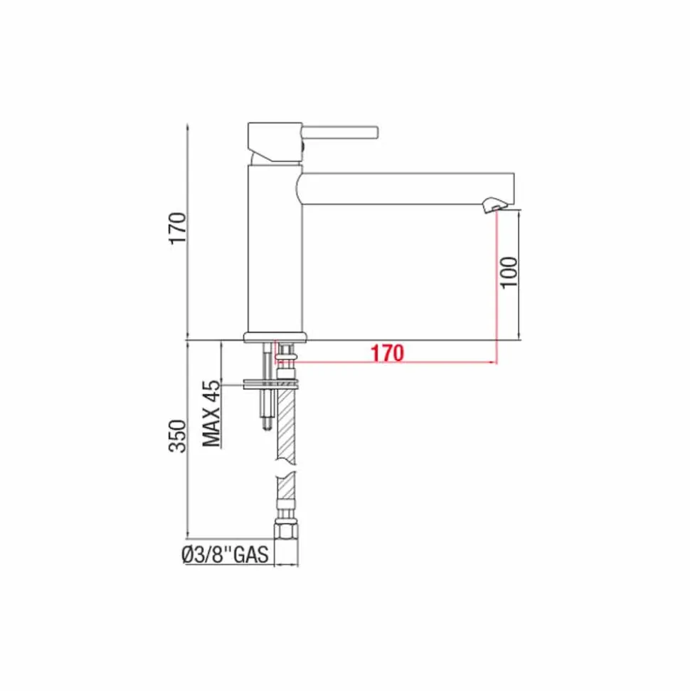 Miscelatore Lavabo in Ottone con Bocca Interasse 170 mm Made in Italy - Ermia