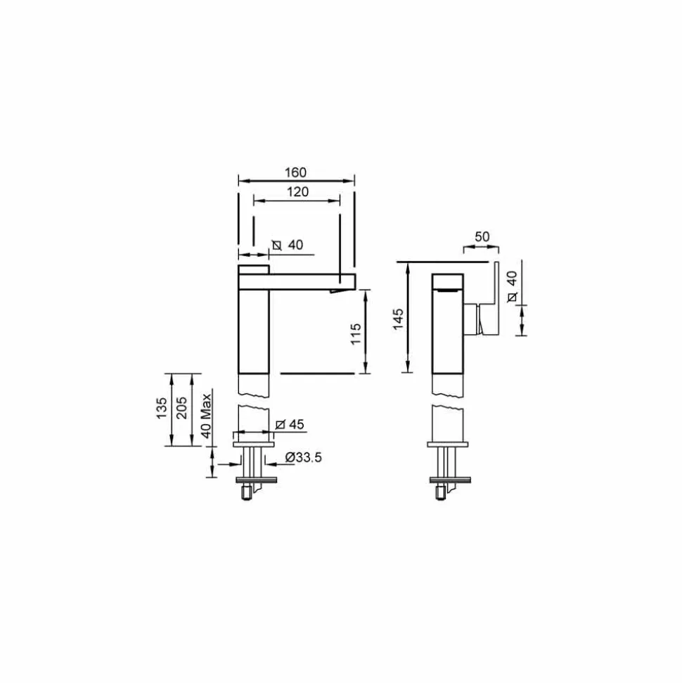 Miscelatore Lavabo per Bagno con Leva Laterale Made in Italy - Panela
