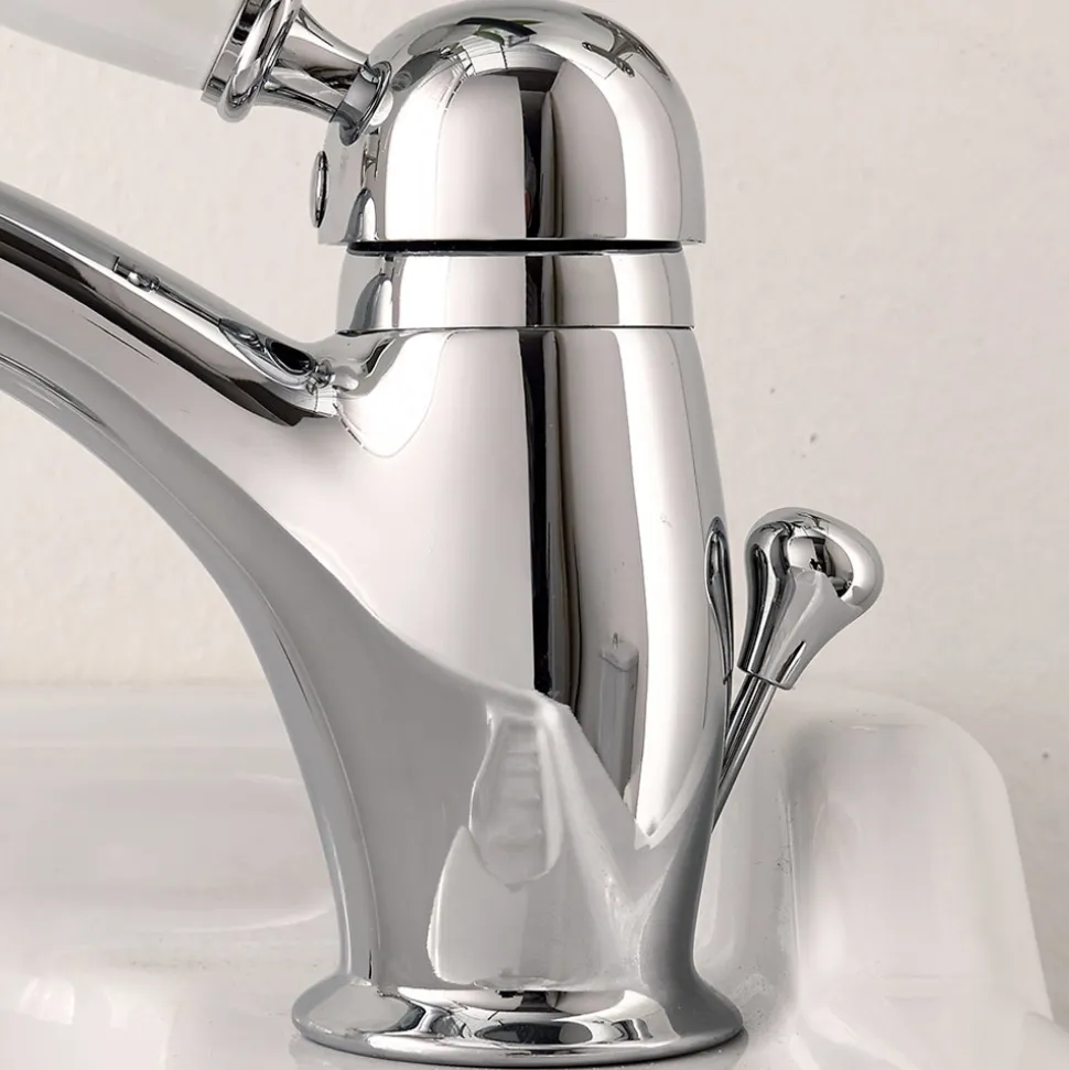 Miscelatore Lavabo Stile Classico in Ottone Fatto a Mano con Leva - Noriana