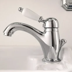 Miscelatore Lavabo Stile Classico in Ottone Fatto a Mano con Leva - Noriana