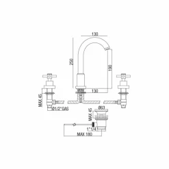 Miscelatore Moderno per Lavabo con Scarico in Ottone Cromo Made in Italy - Liro