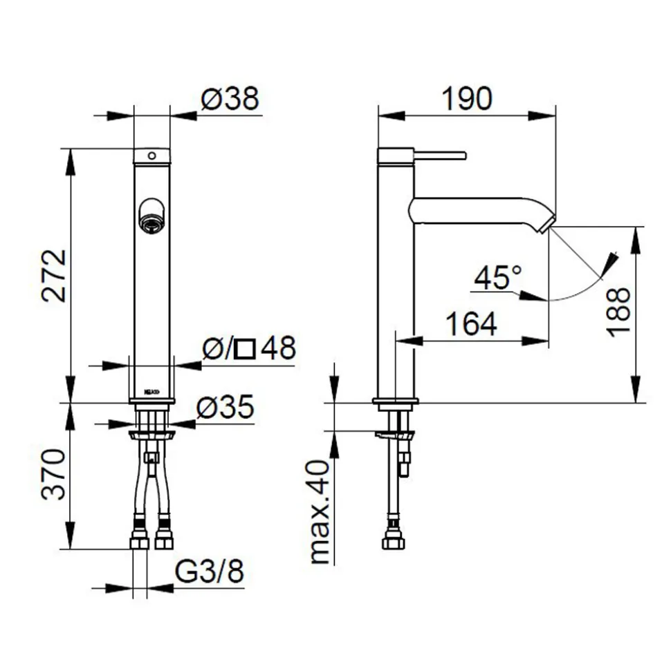 Miscelatore Monocomando Alto Lavabo Senza Scarico Stile Moderno - Antilio