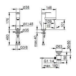 Miscelatore Monocomando Lavabo Design Piatto in Ottone Cromato - Agenore