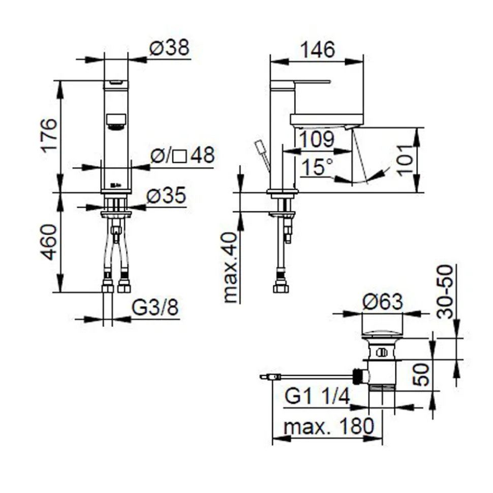Miscelatore Monocomando Lavabo Design Piatto in Ottone Cromato - Agenore