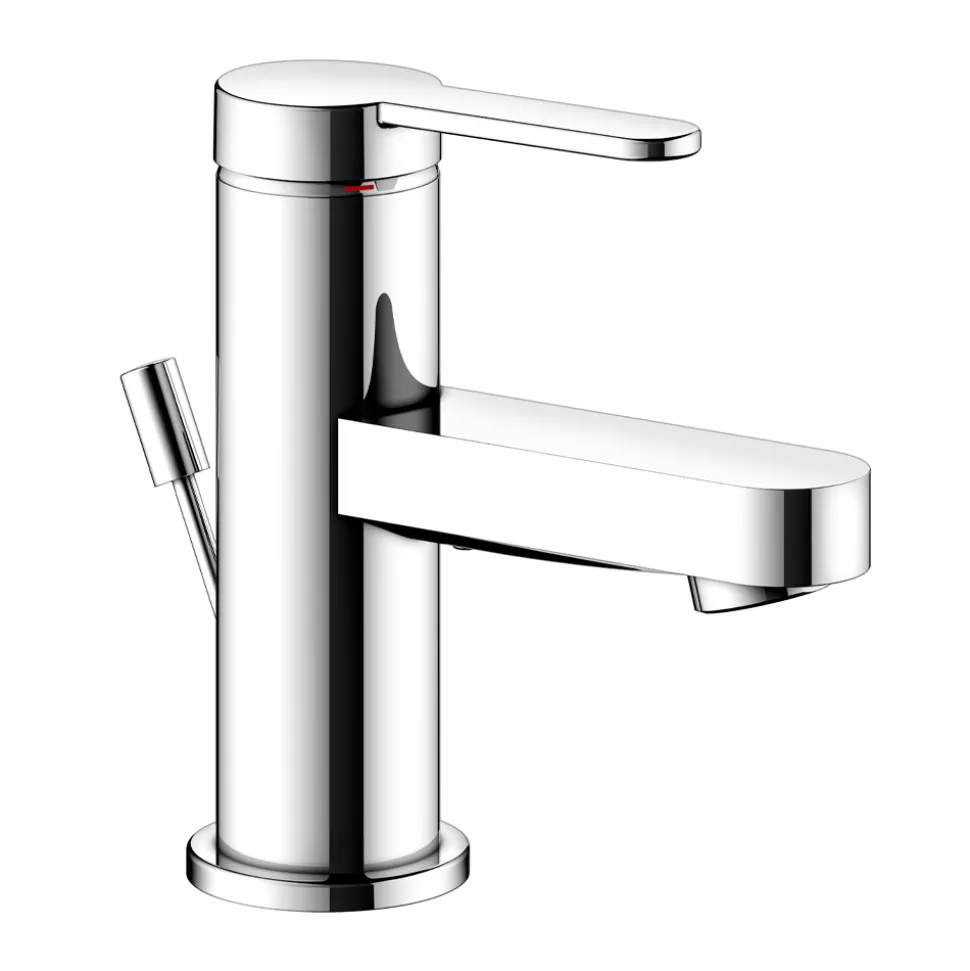Miscelatore Monocomando Lavabo Design Piatto in Ottone Cromato - Agenore
