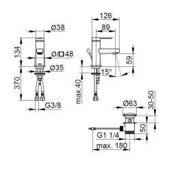 Miscelatore Monocomando Lavabo Design Piatto in Ottone Cromato - Agenore