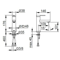 Miscelatore Monocomando Lavabo Design Piatto in Ottone Cromato - Agenore