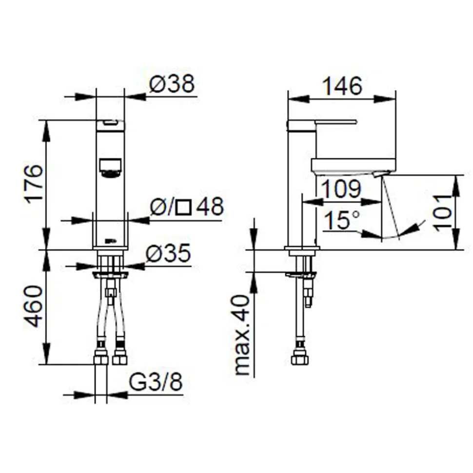 Miscelatore Monocomando Lavabo Design Piatto in Ottone Cromato - Agenore