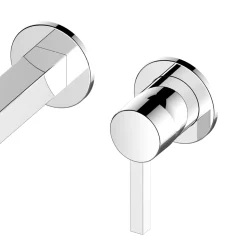 Miscelatore Monocomando per Lavabo a Parete in Ottone Cromato - Erik
