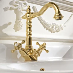 Miscelatore Monoforo Lavabo di Design Vintage in Ottone Made in Italy – Ursula